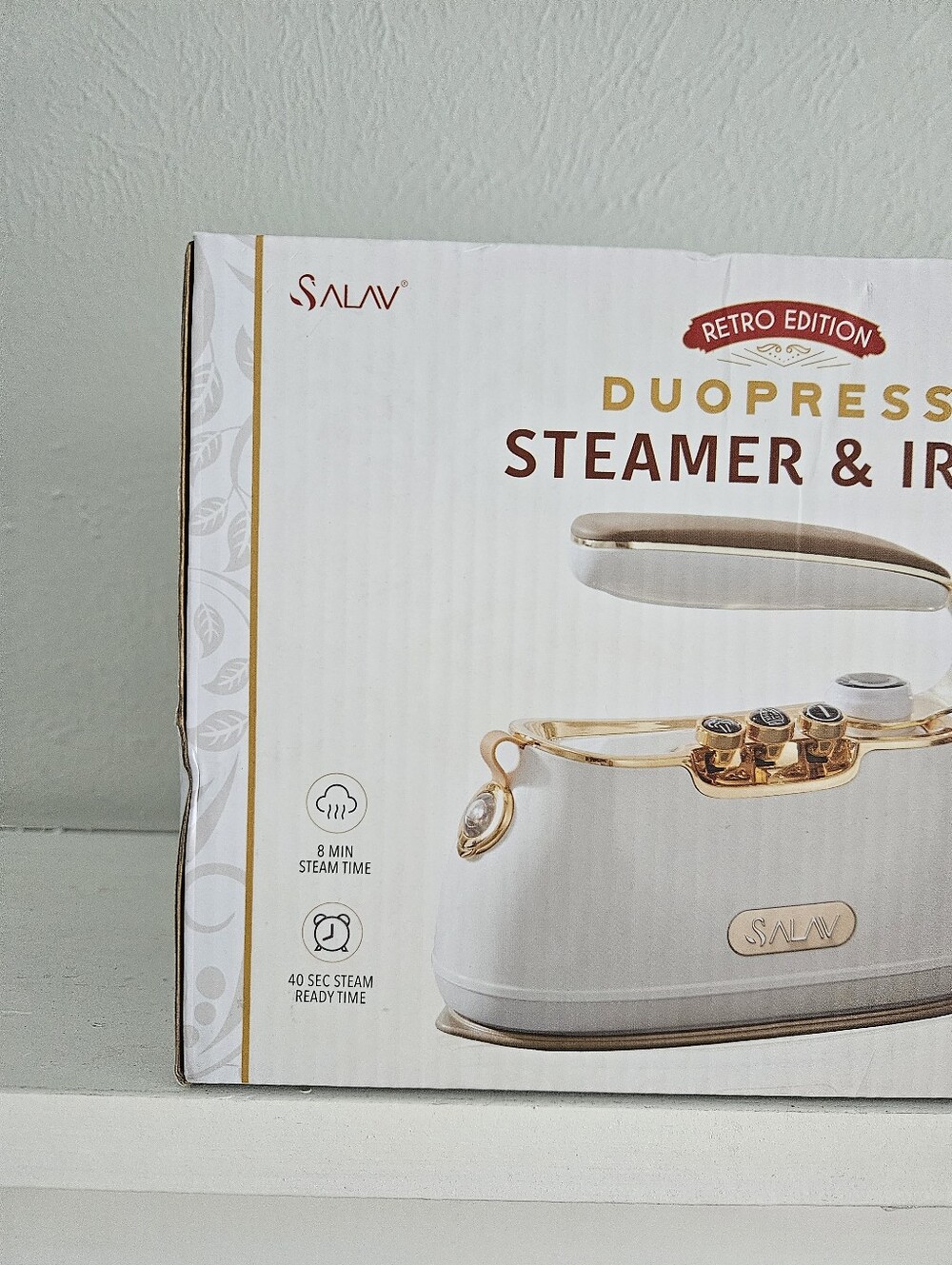 New In Box- SALAV Retro Edition Duopress Garment Steamer And Iron- Pearl - Picture 8 of 8
